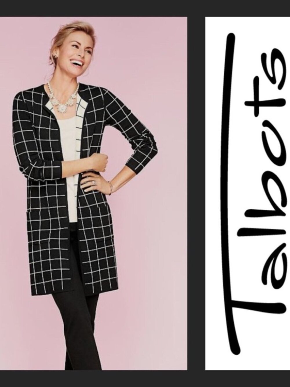 Talbots Windowpane Long Cardigan